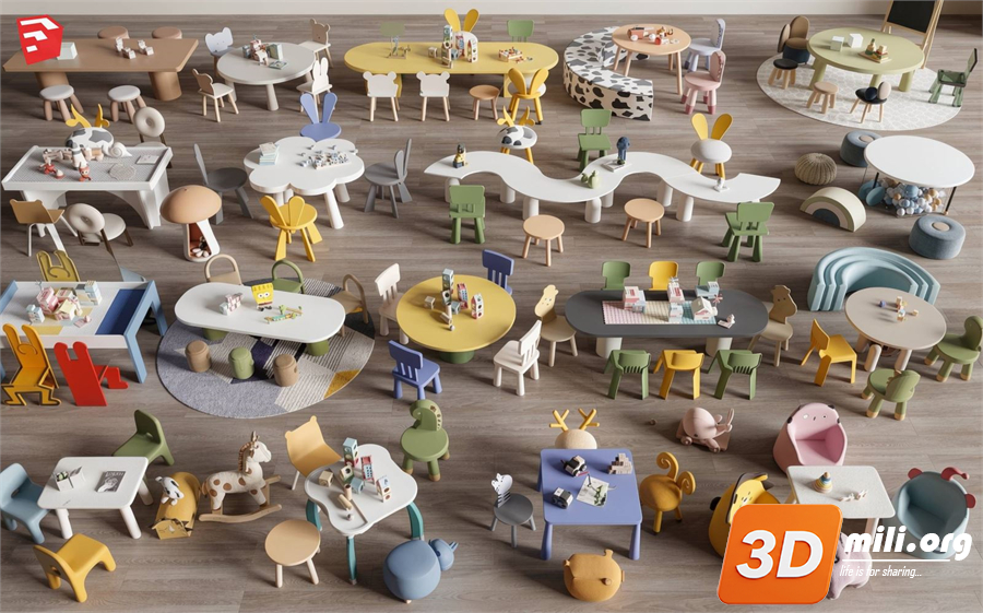 Kid's table and chairs Skp Files 